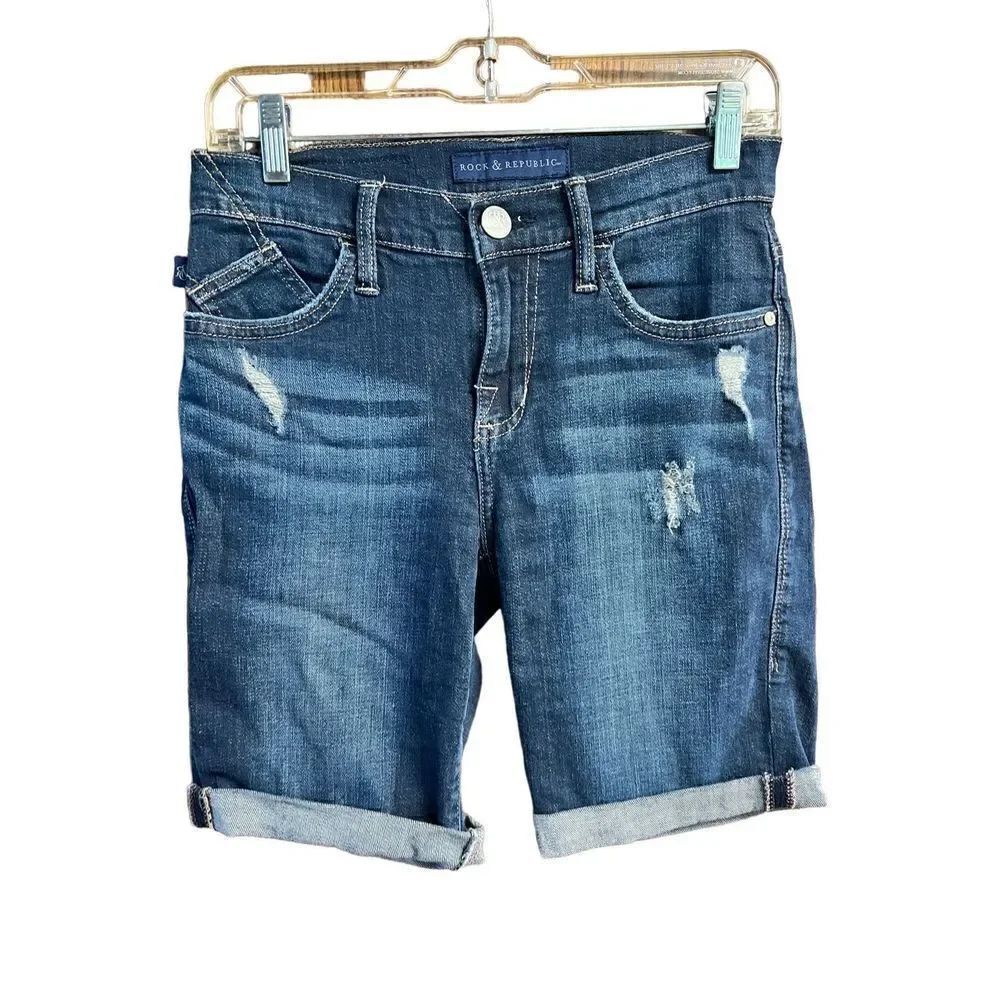 Rock & Republic Kristy Roll Up Denim Shorts Sz 2